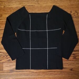 Ziani Couture Black Top with White Grid Design